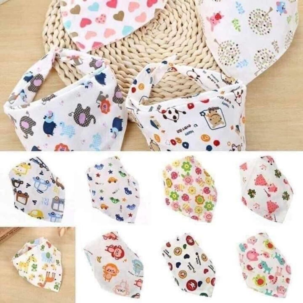 Khăn Yếm Tam Giác Cúc Bấm Cho Bé - Cotton - Shop Con Là Tất Cả