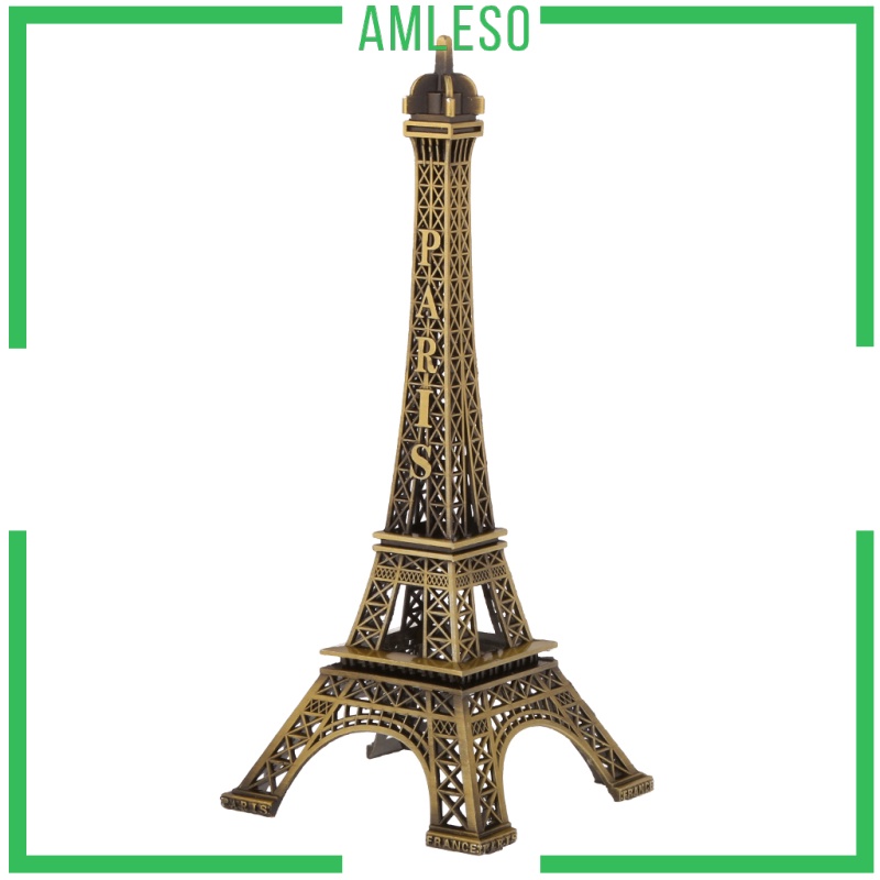 [AMLESO]Retro Alloy Bronze Tone Paris Eiffel Tower Figurine Statue Model Decor