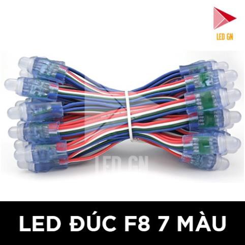 LED Đúc F8 12mm 7 Màu RGB - Chống Nước