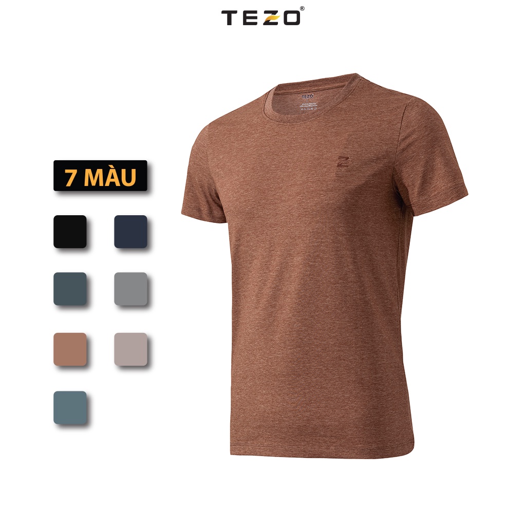 Áo thun trơn nam TEZO, áo phông chất liệu cotton thoáng mát, thấm hút mồ hôi.