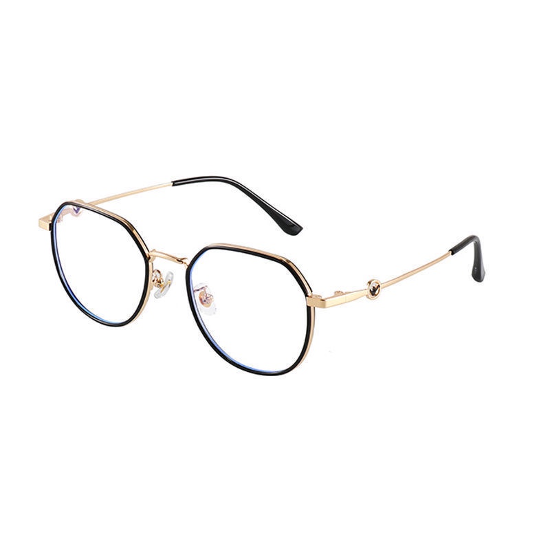 Mắt kính gọng kim loại tròn chống bức xạ phong cách retro Hàn Quốc