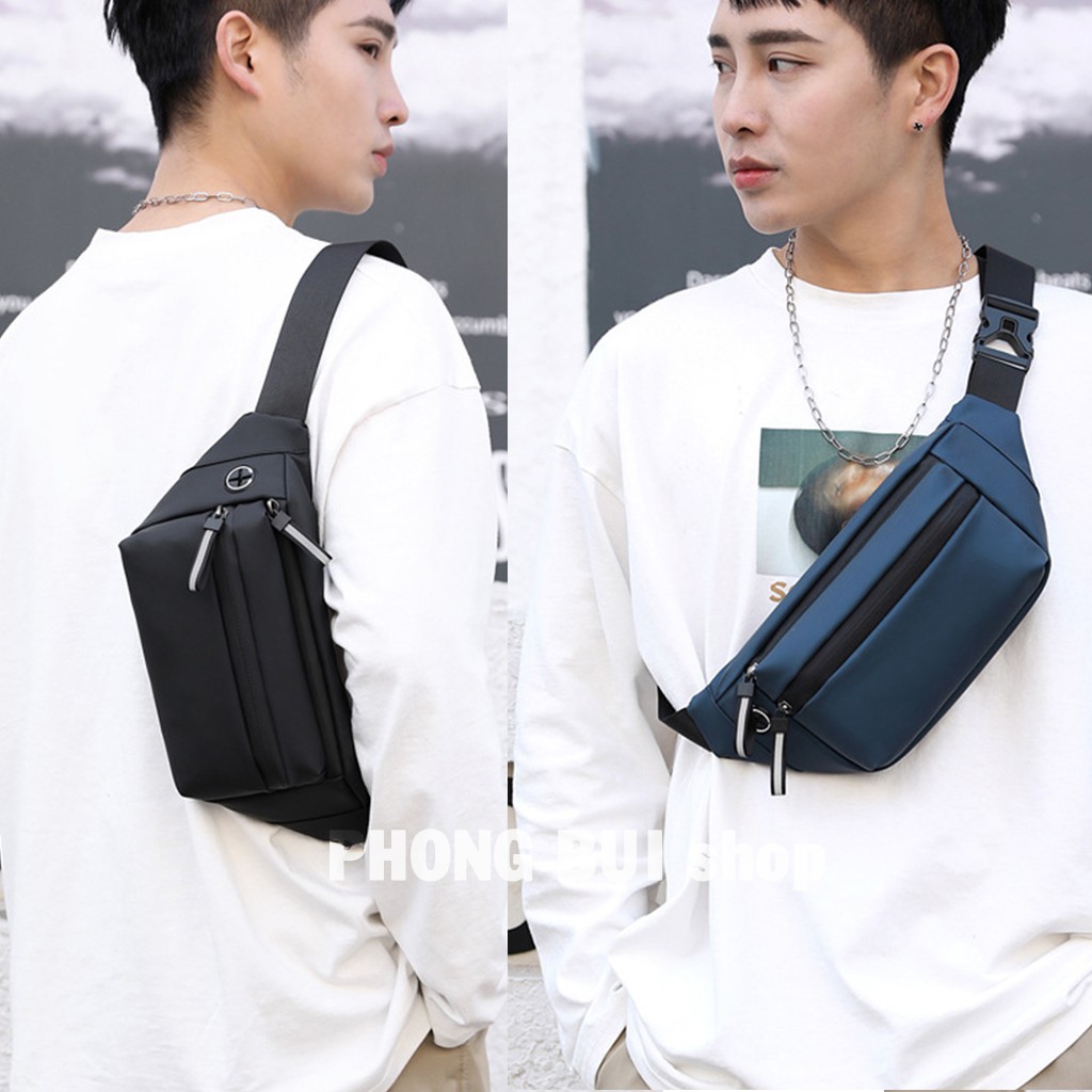 Túi Bao Tử Đeo Chéo Phản Quang Vải Trơn Bóng Chống Nước Cao Cấp, Túi Đeo Hông