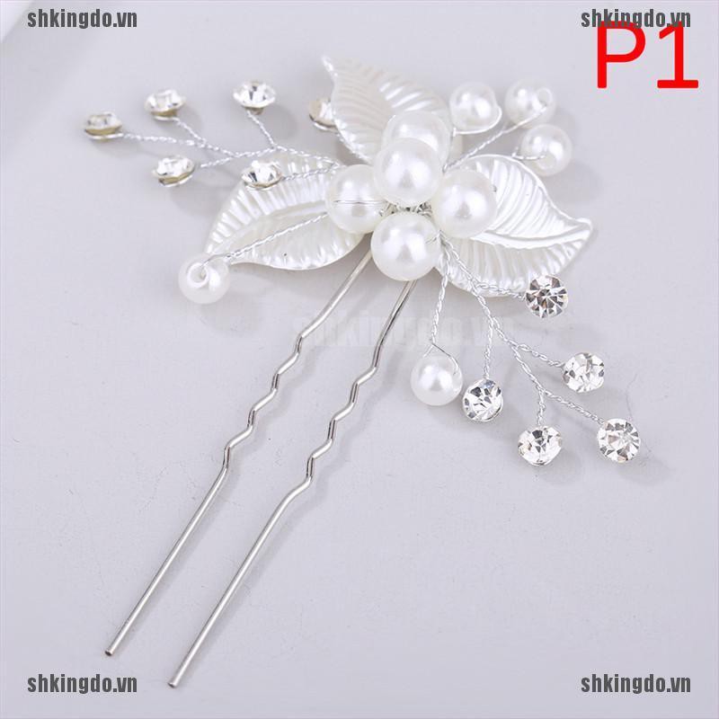 Trâm cài tóc hình hoa đính kim cương giả xinh xắn cho cô dâu