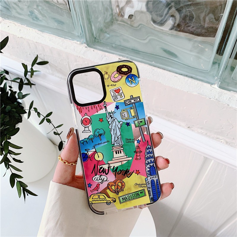 IPhone 11 Pro Max / iPhone12 / iPhone X / iPhone 7 Plus / iPhone 8 / iPhone 6 Traveling Around the World Case Soft TPU Mobile Phone Drop Case Two Color