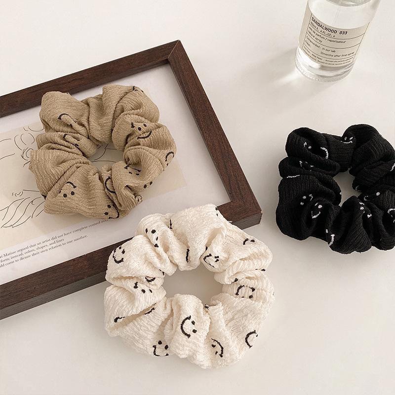 Scrunchies vải thời trang mặt cười