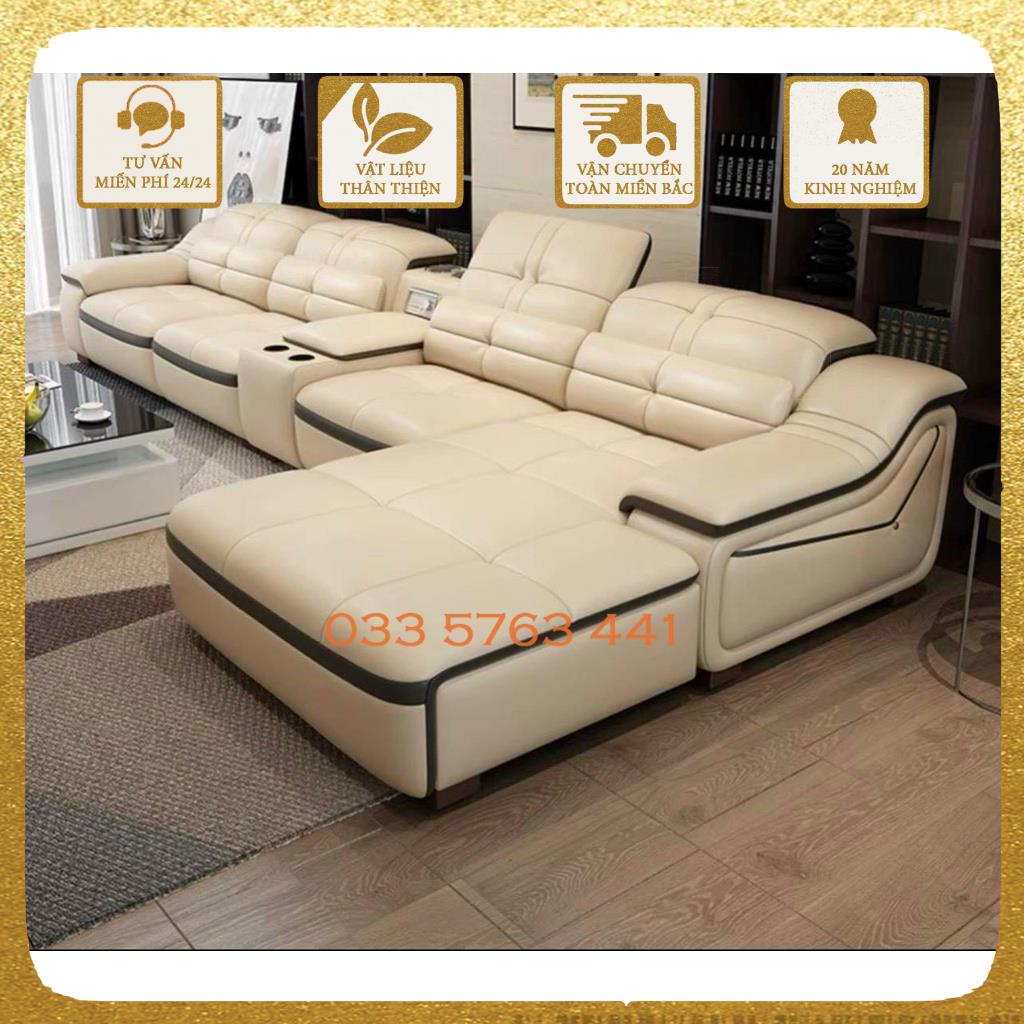 Sofa góc khung gỗ tự nhiên bọc đệm nỉ tùy chọn màu sắc phong cách sang trọng kích thước 3m1x1m6