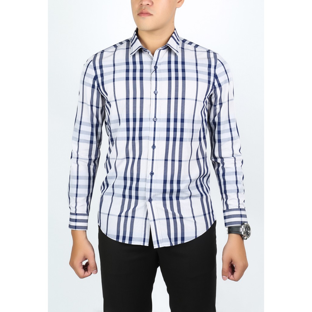 Áo sơ mi dài tay Owen Slimfit màu xám nhạt caro - AS91503D