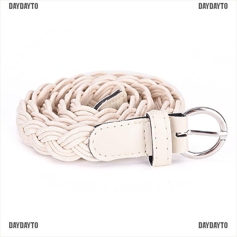 Thắt lưng bện dây da mặt chữ D thời trang cho nữ