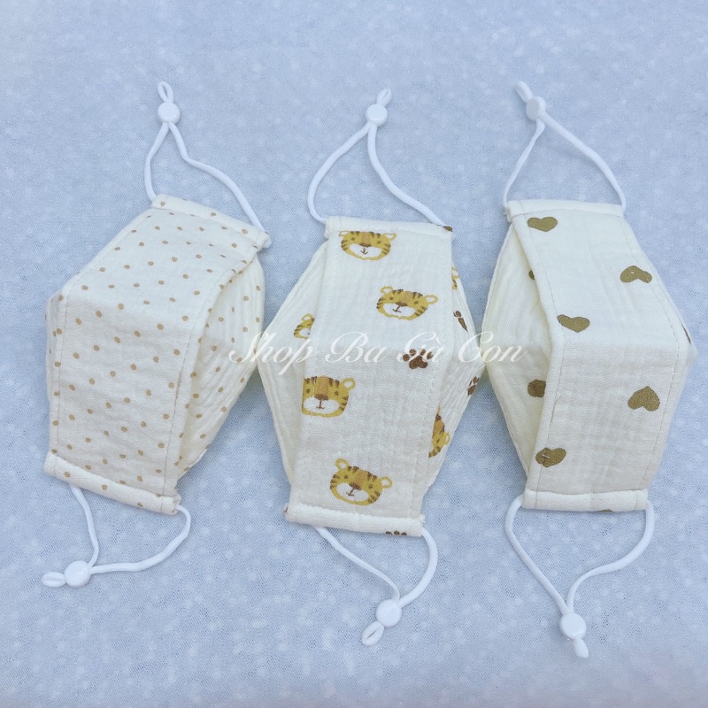 Khẩu trang vải xô muslin 3D cho bé