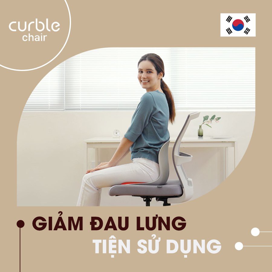 Ghế Chỉnh dáng ngồi Curble Chair Wider màu ghi - hỗ trợ giảm đau, nhức mỏi vùng thắt lưng, vai, gáy. Chính hãng Ablue