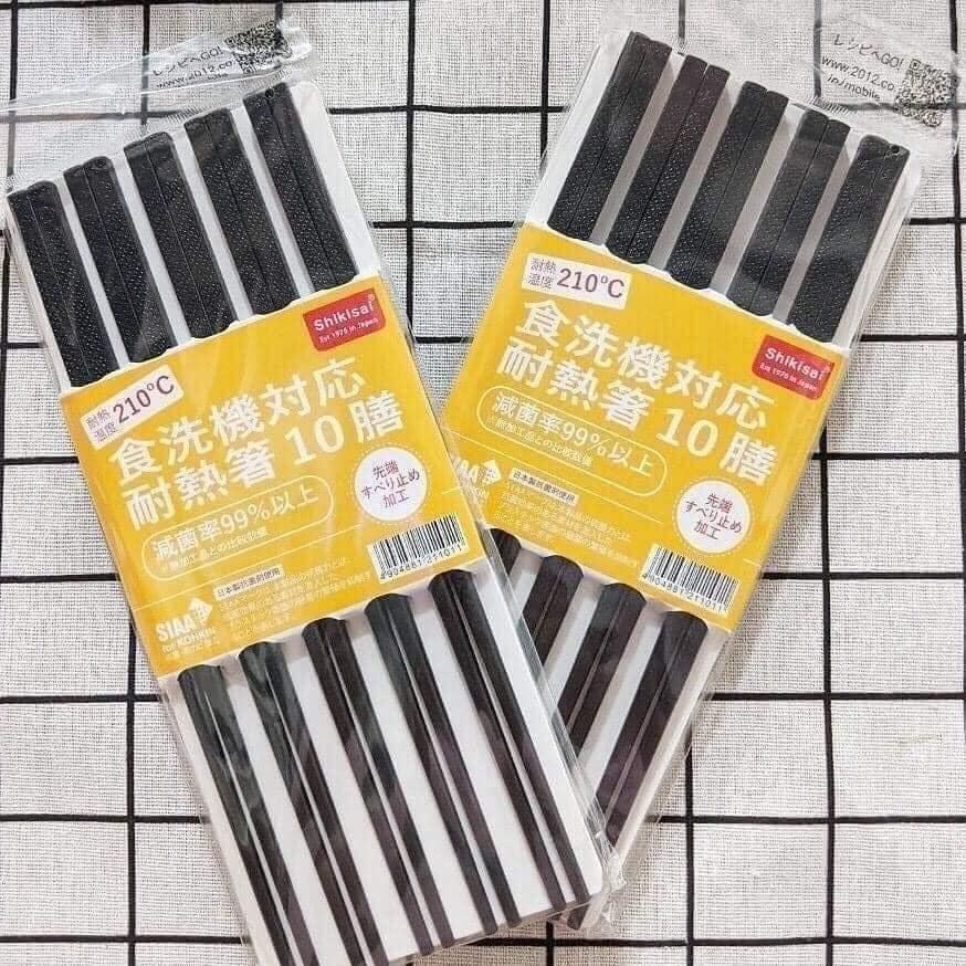 Đũa Nhật kháng khuẩn chống nấm mốc chống trơn trượt - Set 10 đôi đũa Nhật sợi thuỷ tinh Glass Fiber