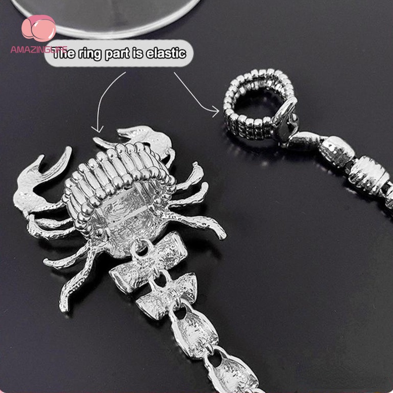 [Amazinglife] Nhẫn Hình Bọ Cạp Đính Pha Lê Lấp Lánh Phong Cách Punk Âu Mỹ