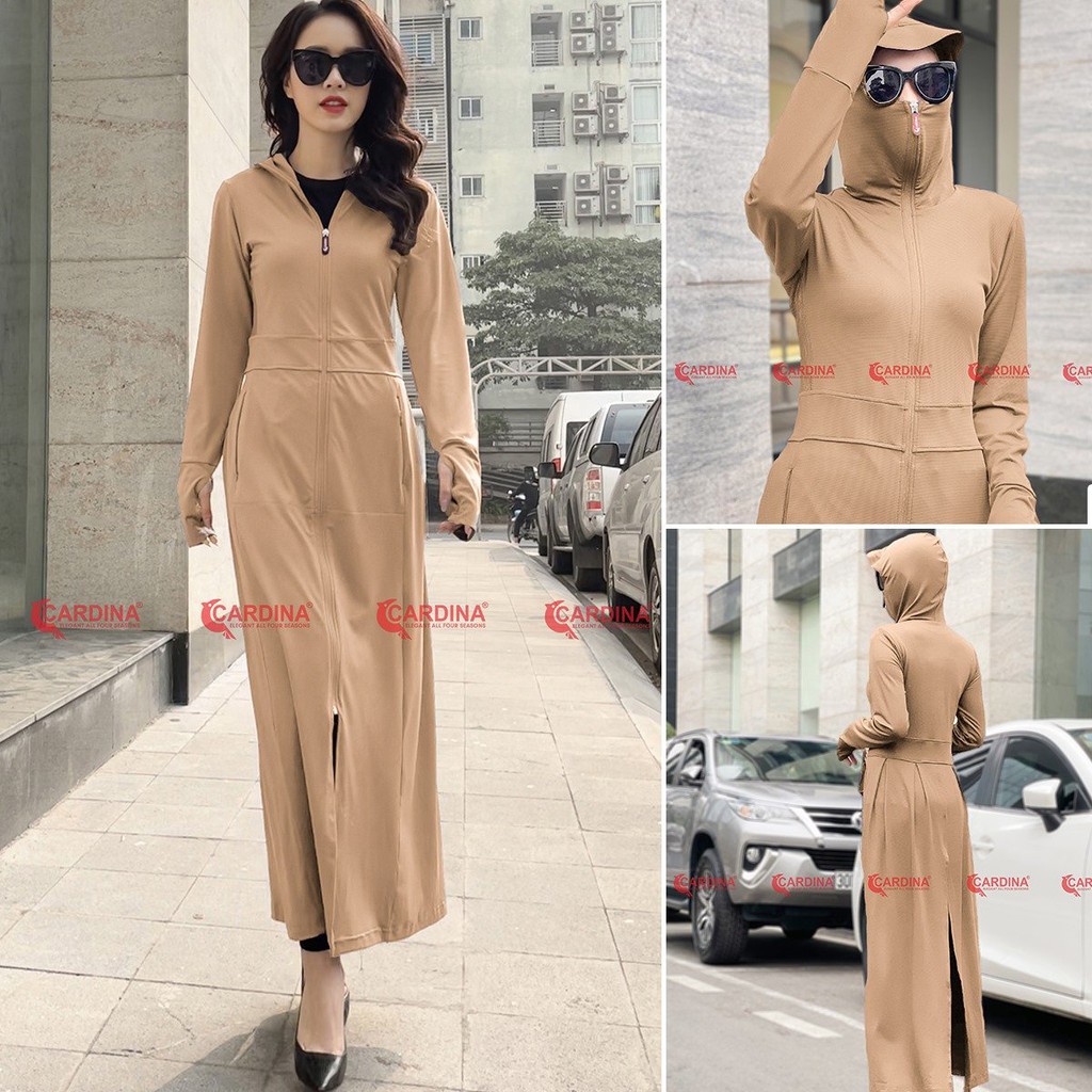 Áo Chống Nắng Nữ 𝐂𝐀𝐑𝐃𝐈𝐍𝐀 2 Lớp Dáng Dài Liền Thân, Chất Thun Lạnh Cao Cấp | BigBuy360 - bigbuy360.vn