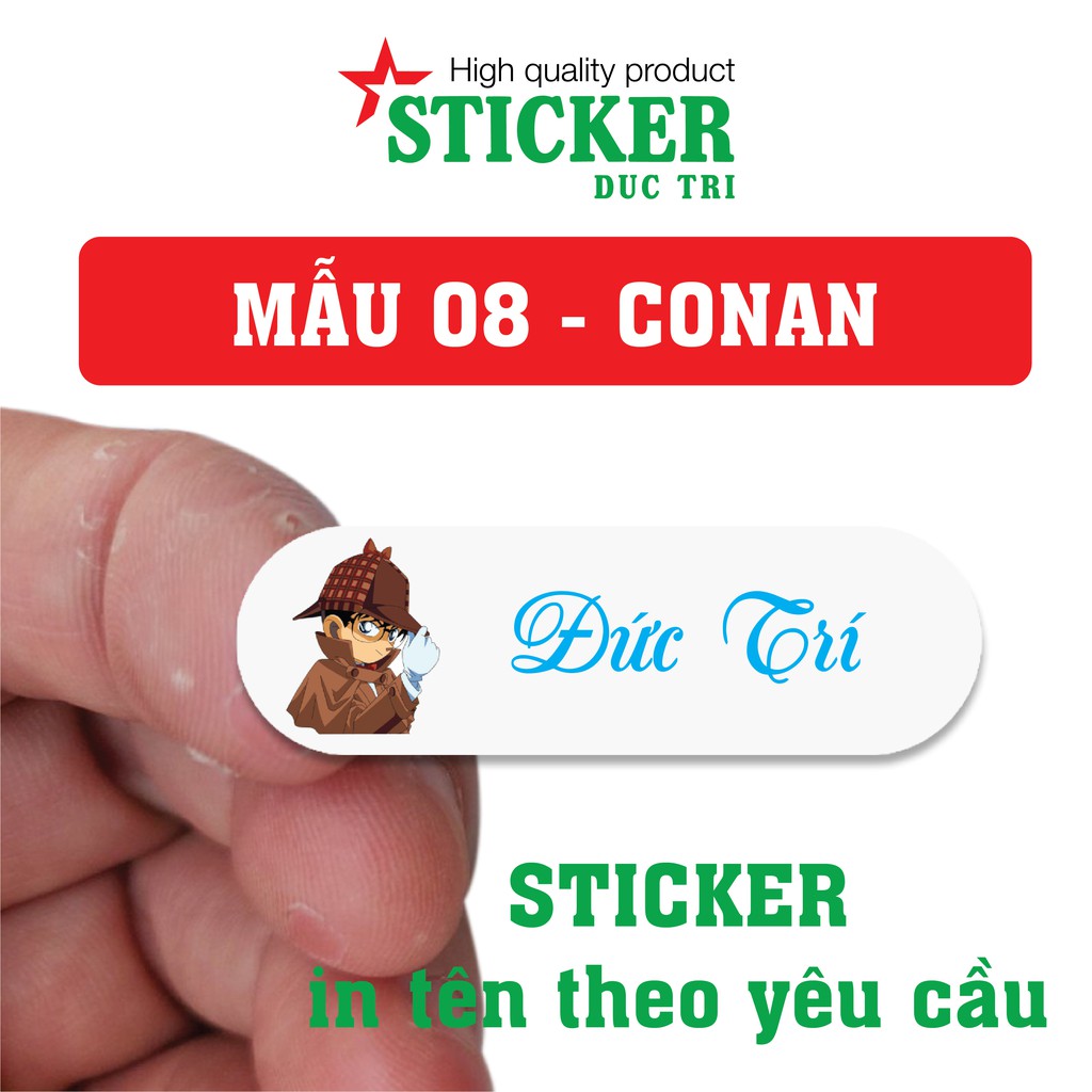 110 Sticker Miếng Dán Tem Tên Bé in theo yêu cầu (Decal nhựa chống nước). M01-M20