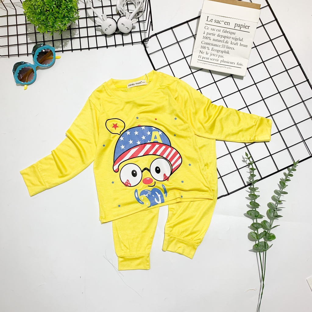 [SZ ĐẠI] Bộ Quần Áo Bé Gái, Bé Trai Minky Mom Hoạ Tiết Gấu Cool, Bộ Dài Tay Thun Lạnh Cho Bé Mặc Nhà THU ĐÔNG MKMTD2234