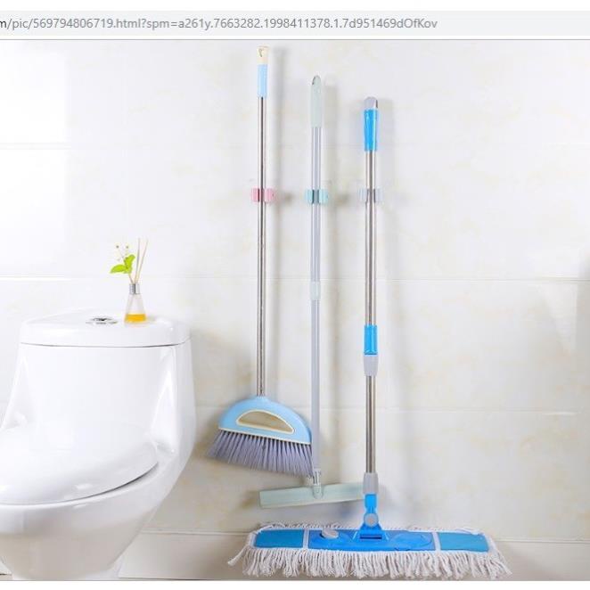 Móc Dán cường kẹp giữ cây lau nhà, móc treo chổi chịu lực 6kg
