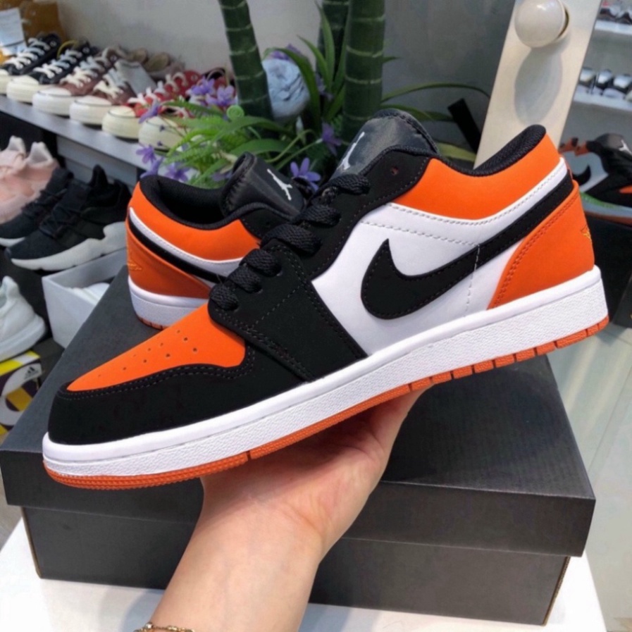 7107   giày JD cam đen cổ thấp