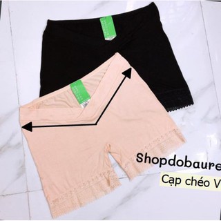 Quần Bầu Mặc Váy, Quần Đùi Bầu Cạp Chéo Chất Cotton Mịn Cực Mát