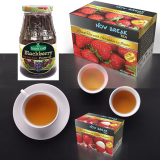 Mứt quả DÂU TẰM 210g Golden Farm + 10 túi trà Now Break Tea kèm theo (5 x trà vải và 5 x trà Dâu Tây) 