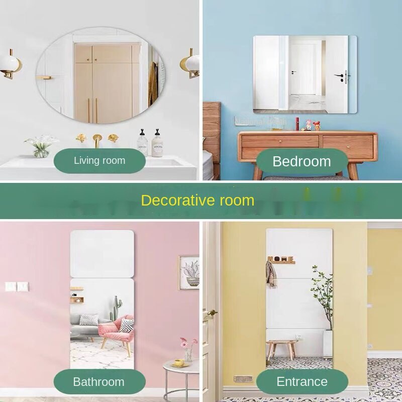 Gương Dán Tường Acrylic Độ Nét Cao Mềm Mại Tiện Dụng Cho Phòng Tắm/Phòng Ngủ