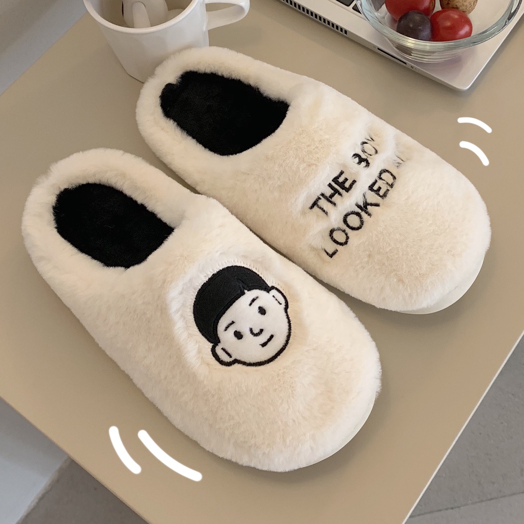 Dép lê thời trang thu đông sành điệu😊Dép bông đi trong nhà kiểu dáng dễ thương cho cặp đôi