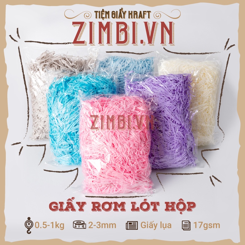 [50gr, 100gr, 200gr] Giấy Rơm Zimbi | Giấy Vụn Cắt Sợi Lót Hộp Quà Tặng