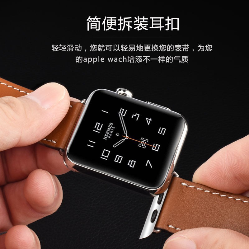 Hermès Dây đeo bằng da thật cho đồng hồ thông minh Apple Watch 4 5 6