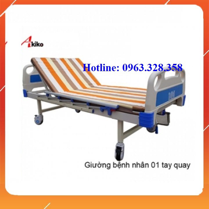 Giường bệnh nhân 1 tay quay AKIKO A81 - Hàng Chính Hãng bảo hành 12 tháng - có tặng 1 bộ ga trải giường