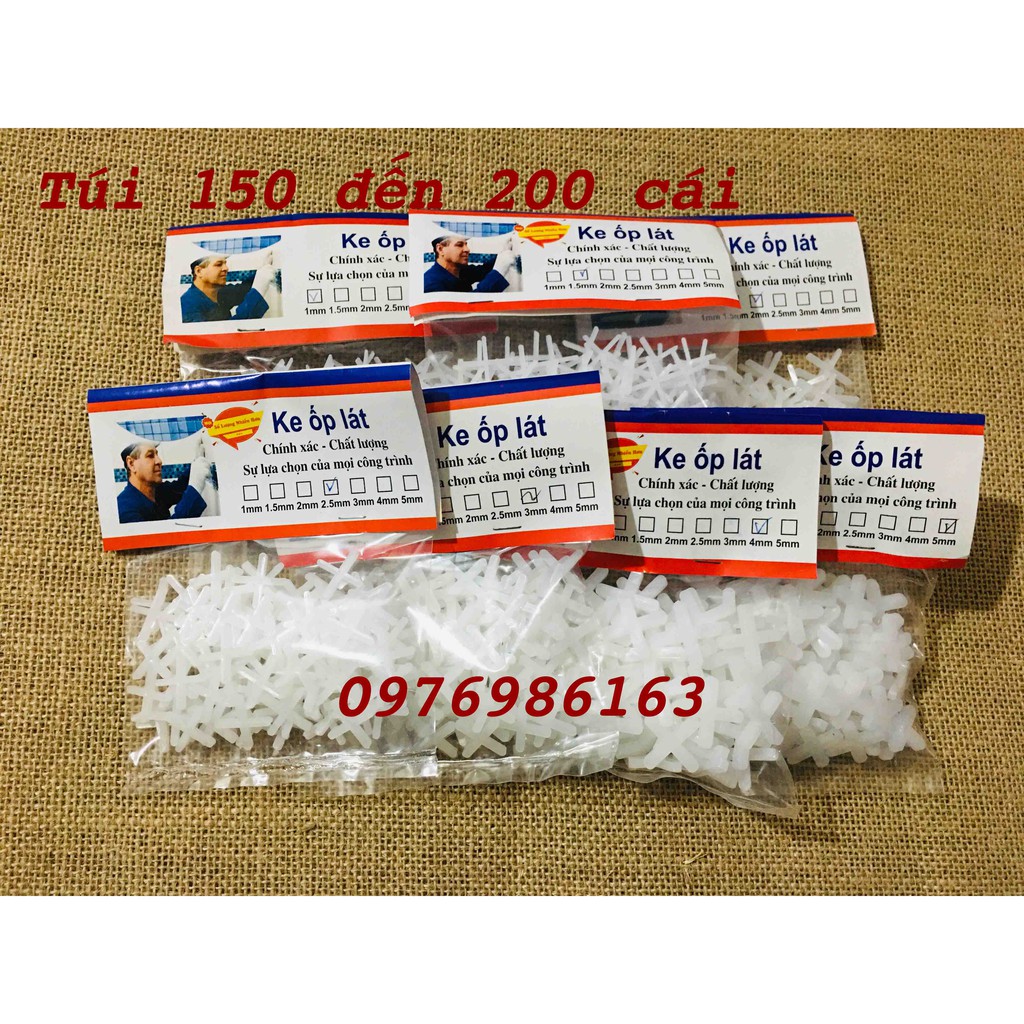 Ke Dấu Cộng Lát Gạch Đóng Túi 150 - 200 Chiếc Tuỳ Kích Thước, Ke Chữ Thập Ốp Lát Gạch Túi 170 Cái