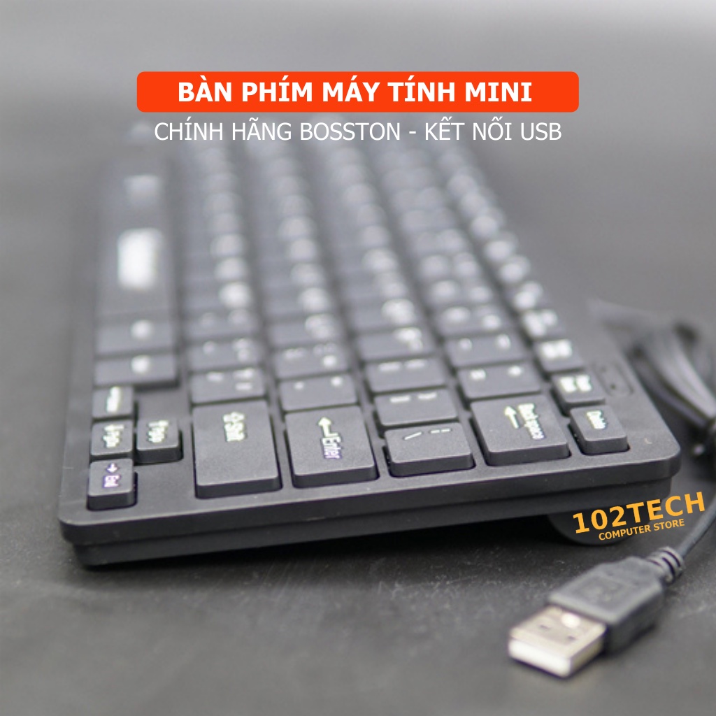 Bàn phím máy tính mini cao cấp Bosston 868 chính hãng, nhỏ gọn, bấm nhạy, phù hợp văn phòng, học tập và giải trí