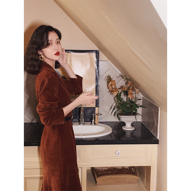 🍂🍂 Đầm Nhung Đuôi Cá Phong Cách Pháp Retro Sang Trọng🍂🍂