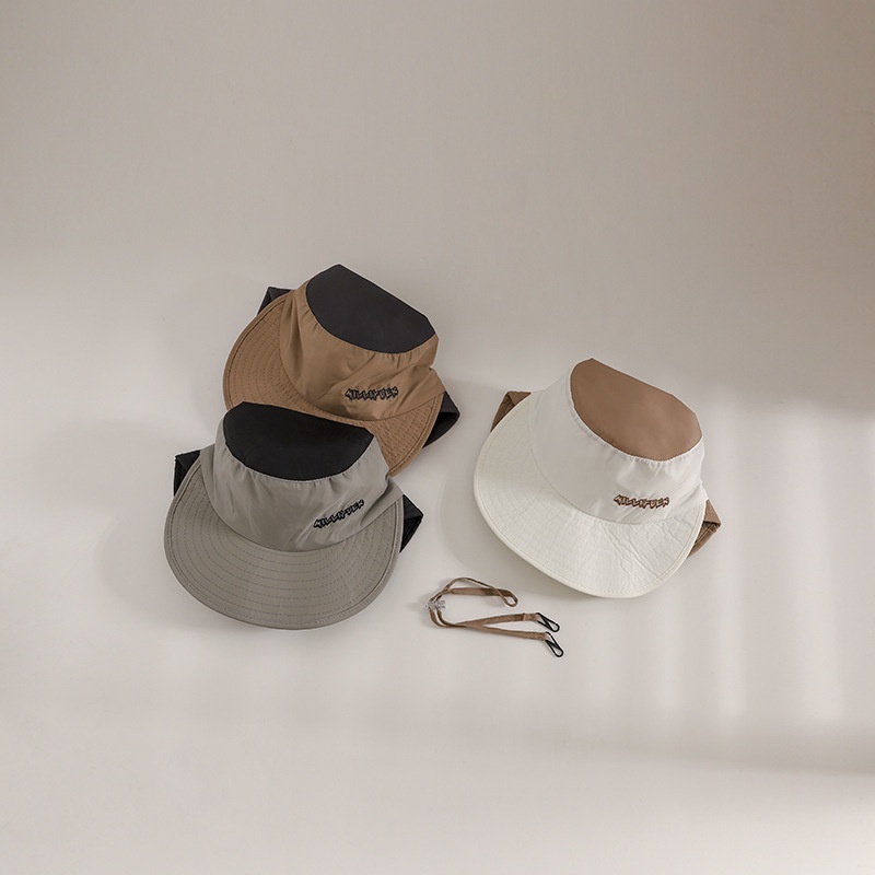 Nón Tai Bèo Vành Rộng Thêu Chữ Đơn Giản Nhanh Khô Chống Nắng Ngoài Trời Cho Bé