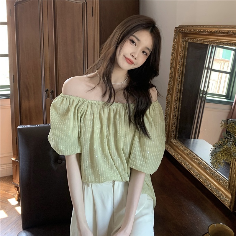 Áo Sơ Mi Ngắn Tay Trễ Vai Một Bên Vai 51324