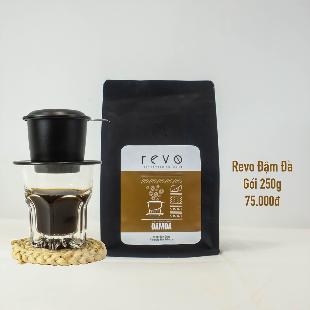 Revo Đậm Đà - Cà Phê Rang Xay Nguyên Chất Pha Phin 100% Robusta Gói 250gr