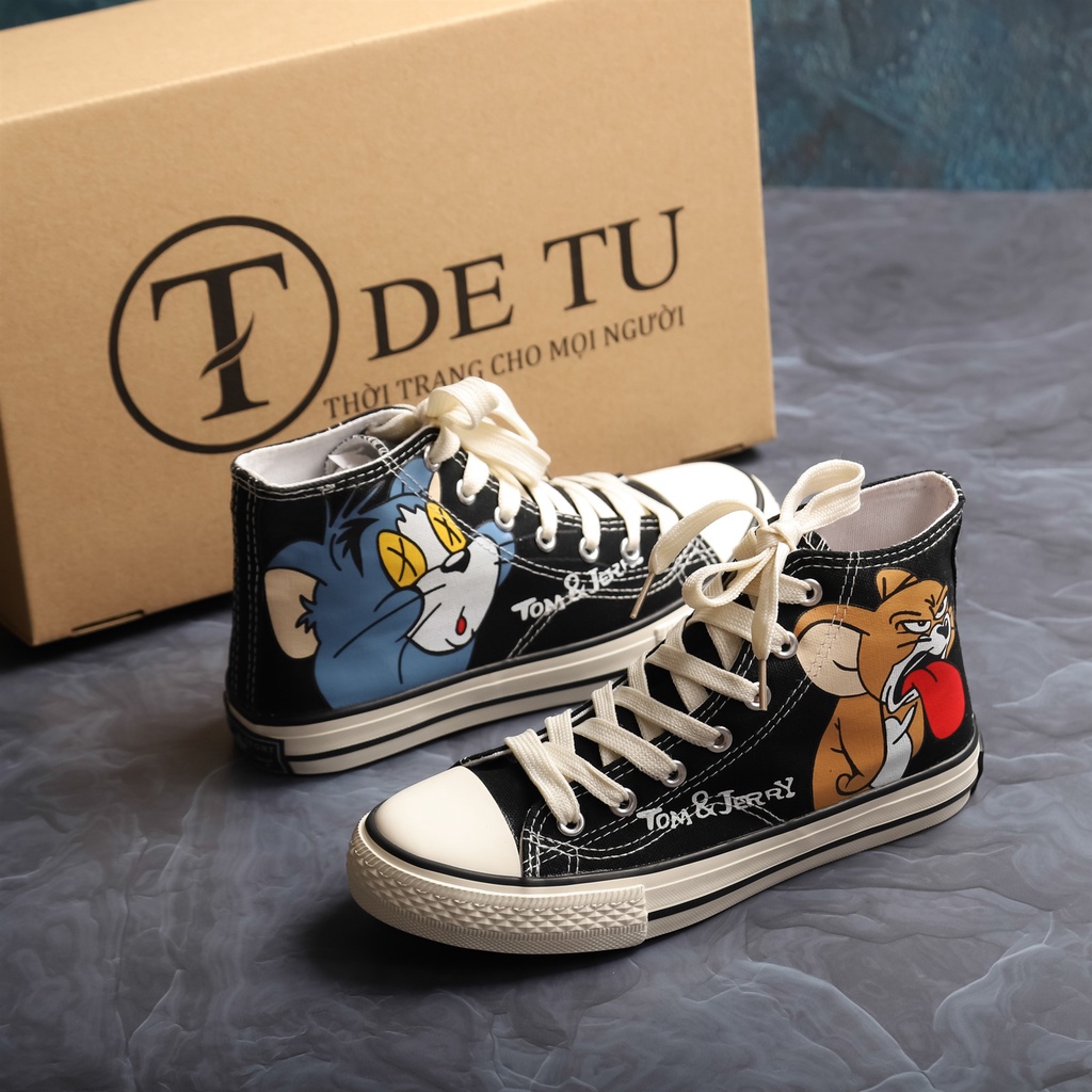 Giày Sneaker Vải Nữ DETU GT3 Họa Tiết Tom&amp;Jerry Đáng Yêu