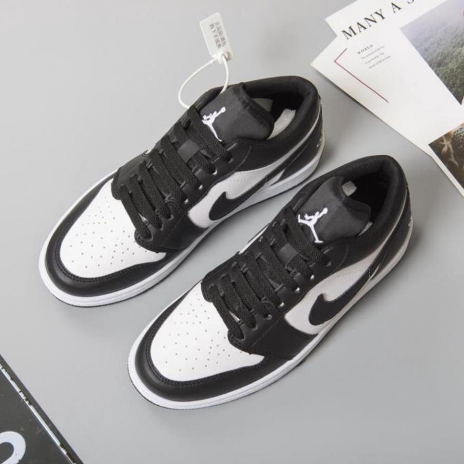 Giày Sneaker Nam Nữ Đen Trắng, Giày Nike Air Jordan JD Panda Cổ Thấp Cao Cấp : . !