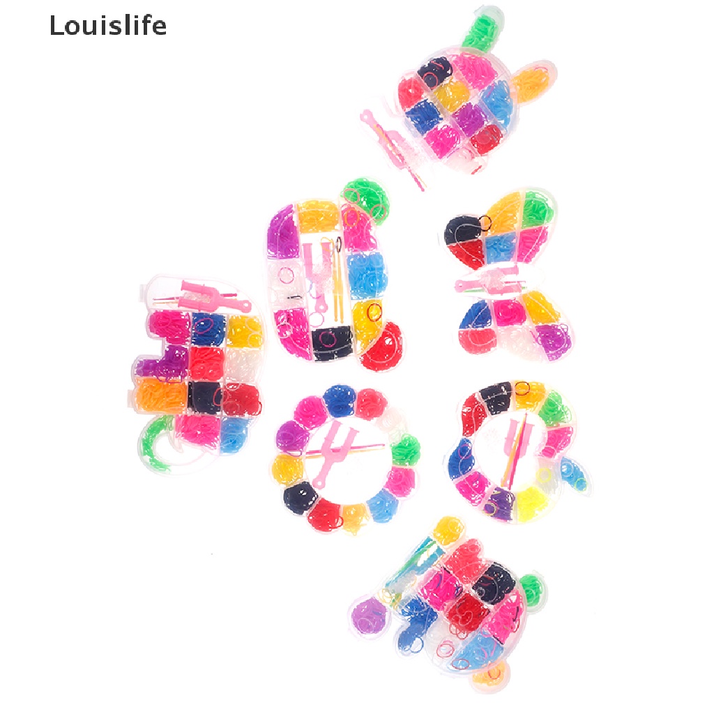 Hộp 600 dây thun cao su nhiều màu làm vòng tay DIY