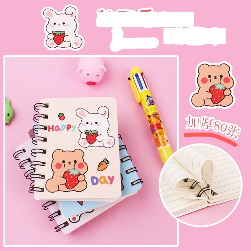 Sổ lò xo kẻ ngang kích thước A7 cute dễ thương- Gấu Thỏ House
