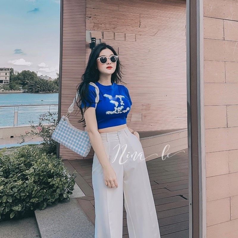 2FASHIONISTA - SET áo croptop L/ + quần suông chất vải loại 1
