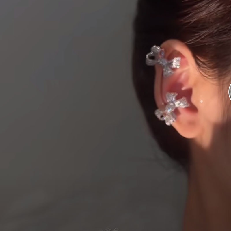 Khuyên Kẹp Vành Tai Đơn Giản Hình Nơ Đính Đá Phong Cách Mới