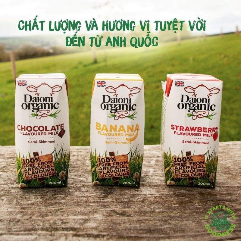 Sữa tươi hữu cơ vị socola Daioni 200ml