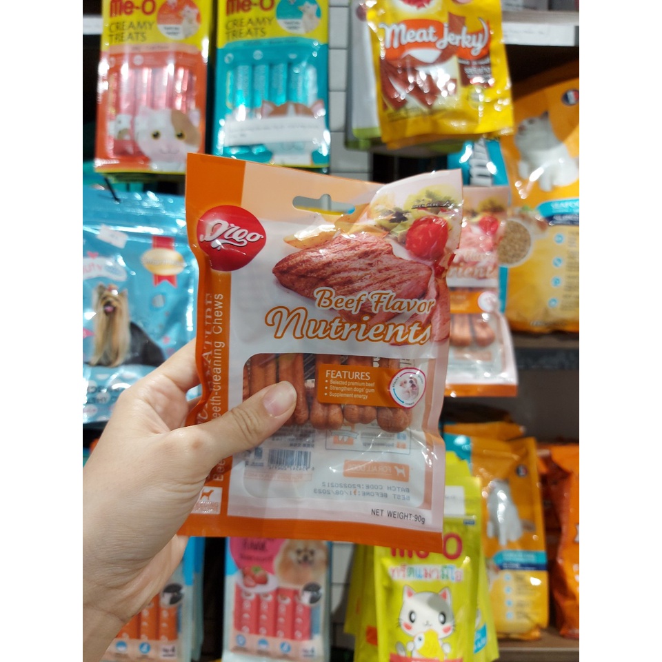 Xương gặm Orgo - Xương gặm sạch răng, giảm stress cho chó đủ vị bò, sữa, phô mai, bạc hà - Gói 90g