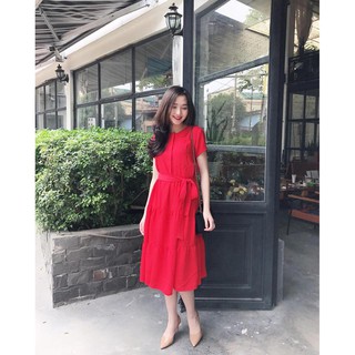 [SALE HẾT HÀNG] ĐẦM 3 TẦNG EO THẮT XINH (Màu đỏ)