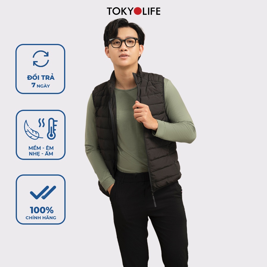 [Mã WABRTK153 giảm 12% đơn 250K] Áo Khoác Lông Vũ Cao Cấp Siêu Nhẹ, Ấm 3 lớp Nam cổ cao không tay TOKYOLIFE I7JCK605F