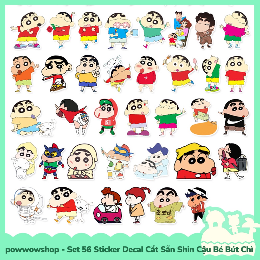 [Sẵn VN - Hỏa Tốc] Set 51 Sticker Mini Decal Dán Trang Trí Vật Dụng Mẫu Anime Manga Funny Lovely Shin Cậu Bé Bút Chì