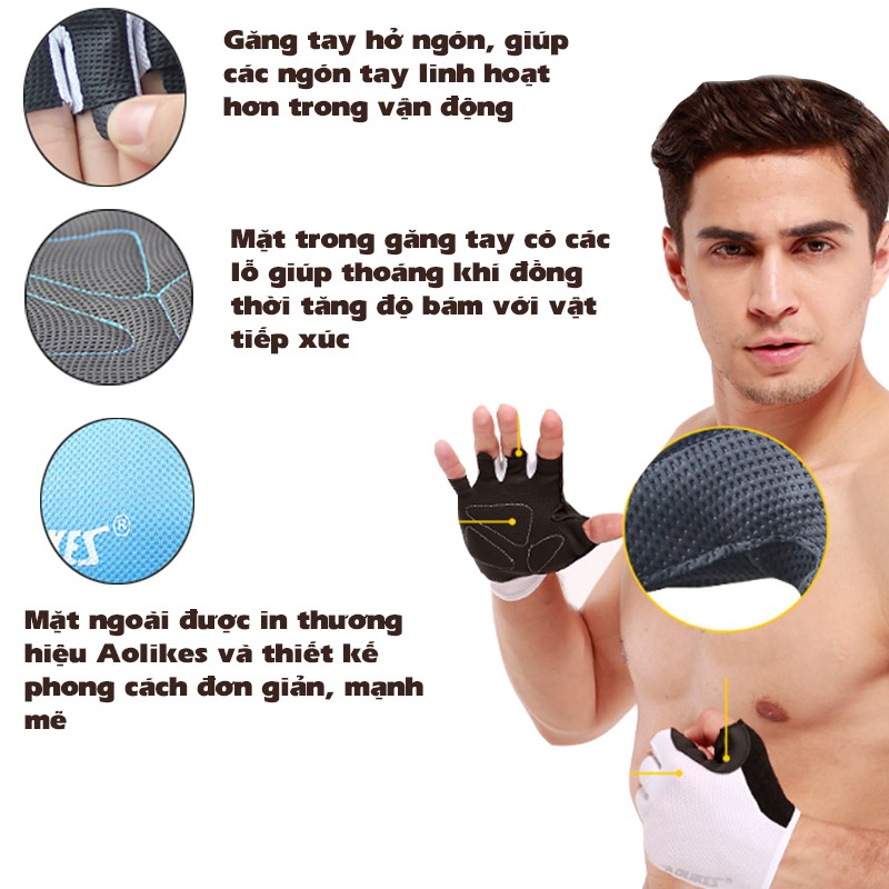 Găng tay tập gym cao cấp Aolikes HS-104