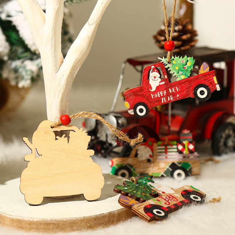 Phụ kiện treo trang trí cây thông giáng sinh hình ông già noel/người tuyết làm từ gỗ