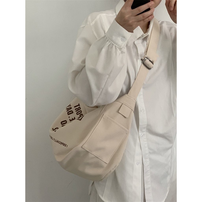 Túi đeo chéo vải Canvas thiết kế cá tính phong cách Unisex học sinh, sinh viên - Hazis Store
