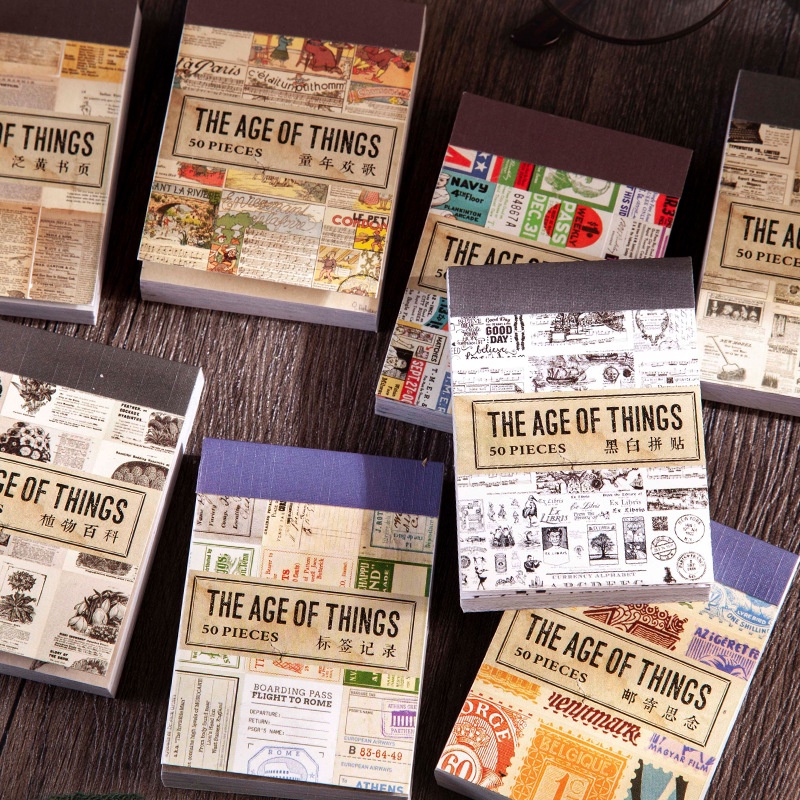 Sticker Retro trang trí Scrapbook, sổ tay, vở  (set 50 stickers) - [ 097 ]