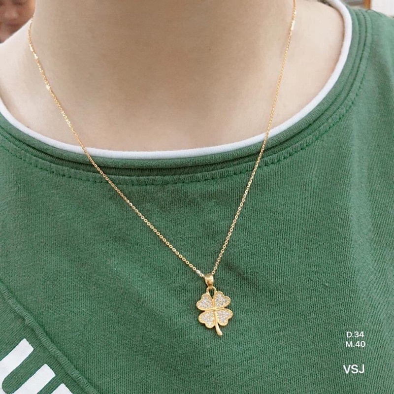 dây chuyền nữ mạ vàng mặt cỏ 4 lá may mắn